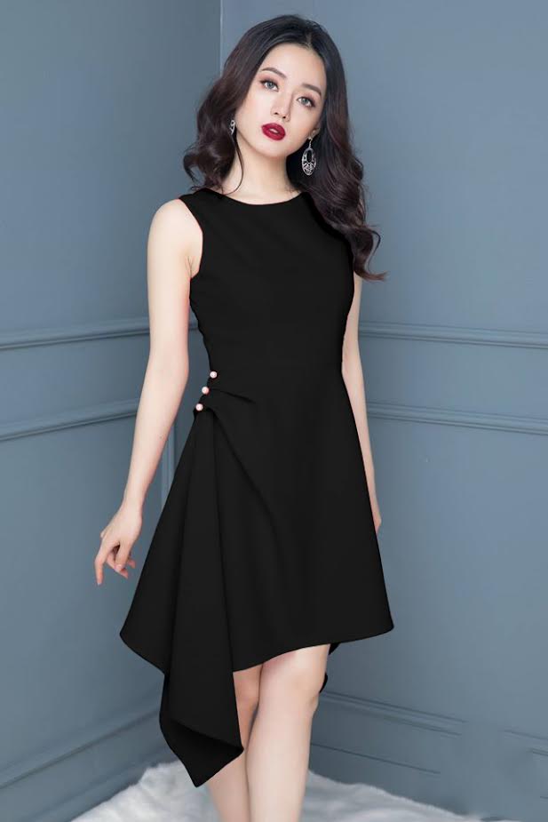 Đầm Thiết Kế Công Sở NK Fashion Cổ Phối Nơ Kèm Đai Thanh Lịch, Chất Vải