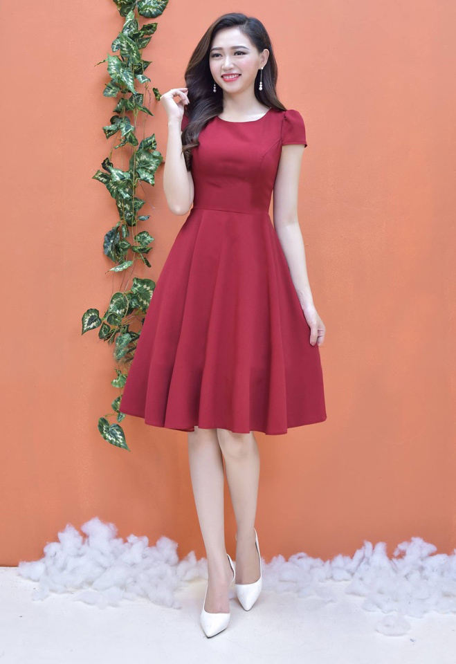 ĐẦM XÒE DỰ TIỆC TAY LỠ PHỐI NÚT SIÊU DỄ THƯƠNG - Đầm, váy nữ |  ThờiTrangNữ.vn